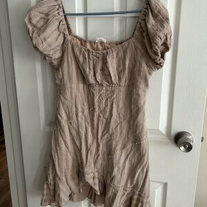 In Bloom Mauve-Taupe Tiered Mini Dress